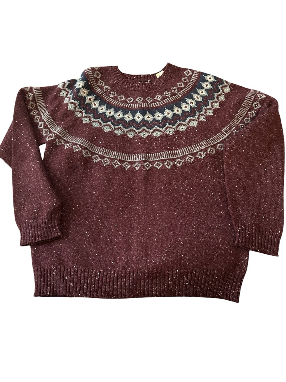 Women's Weatherproof Burgundy Fair Isle Crewneck Sweater